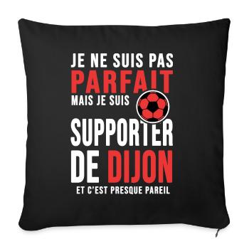 supporter foot Dijon humour football dijonnais - Housse de coussin décorative 45 x 45 cm - noir - Devant