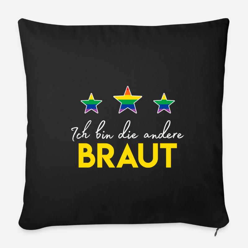 Lesbische Braut - Homo Ehe - Sofakissenbezug 45 x 45 cm - Schwarz