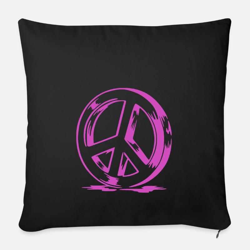 Peace and Love - Sofakissenbezug 45 x 45 cm - Schwarz