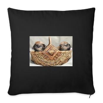 Bouledogues français deux chiots mignons - Housse de coussin décorative 45 x 45 cm - noir - Devant
