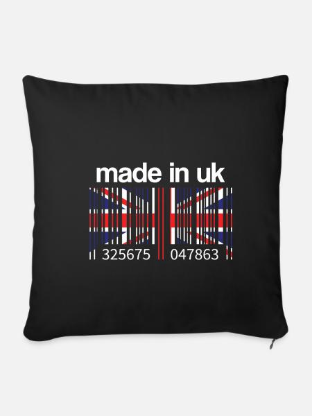 England United Kingdom Flag Barcode Made in UK - Sofa pillowcase 17,3'' x 17,3'' (45 x 45 cm) - black