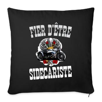 fier d'être sidecariste - Housse de coussin décorative 45 x 45 cm - noir - Devant