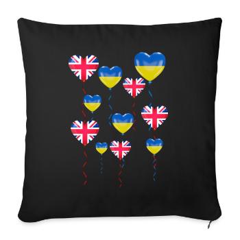 Great Britain Solidarity and Heart for Ukraine - Sofa pillowcase 17,3'' x 17,3'' (45 x 45 cm) - black - Front