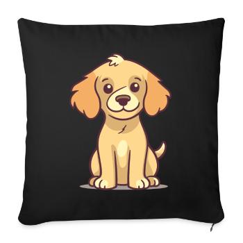 Conception de chien mignon pour les propriétaires de chiens - Housse de coussin décorative 45 x 45 cm - noir - Devant