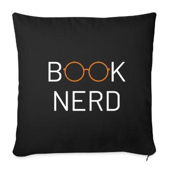 Livre Nerd - bookish geek bookworm drôle - Housse de coussin décorative 45 x 45 cm - noir - Devant
