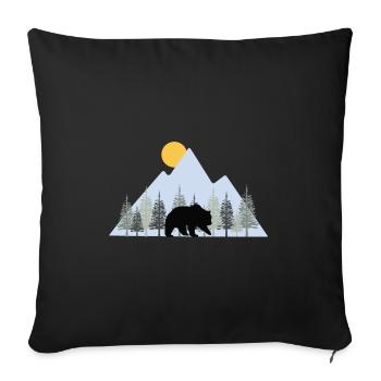 Ours dans la nature sous le soleil levant - Housse de coussin décorative 45 x 45 cm - noir - Devant