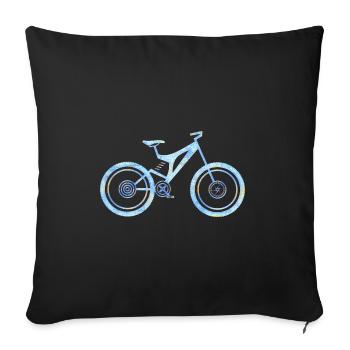 VTT bleu - Housse de coussin décorative 45 x 45 cm - noir - Devant