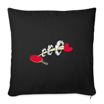 Table Tennis Table Tennis Racket Ping-Pong Love - Sofa pillowcase 17,3'' x 17,3'' (45 x 45 cm) - black - Front