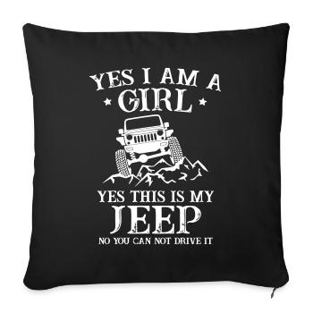 Oui je suis une fille Oui C’est mes Jeeps - Housse de coussin décorative 45 x 45 cm - noir - Devant