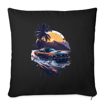 Voiture de sport classique - Housse de coussin décorative 45 x 45 cm - noir - Devant