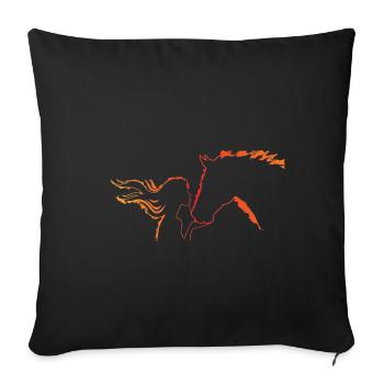 Cheval & Cavalière équitation cadeau filles / dames - Housse de coussin décorative 45 x 45 cm - noir - Devant