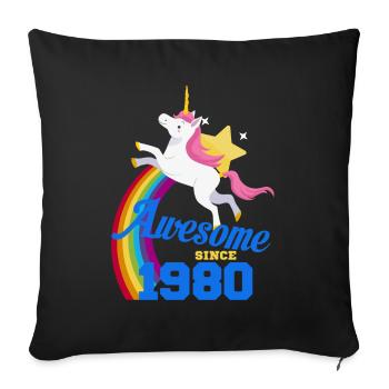 Unicorn - Awesome since 1980 - Sofa pillowcase 17,3'' x 17,3'' (45 x 45 cm) - black - Front