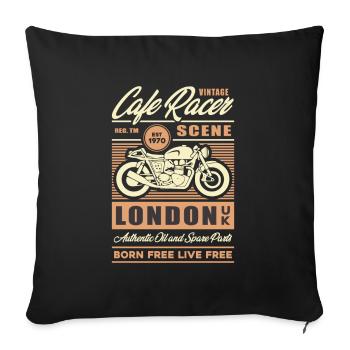 Cafe Racer Vintage Londres Retro Motorbike Design - Housse de coussin décorative 45 x 45 cm - noir - Devant