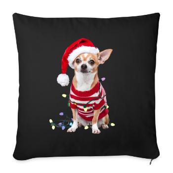 Chihuahua Weihnachten Weihnachtspullover Hund süß - Sofakissenbezug 45 x 45 cm - Schwarz - Vorne