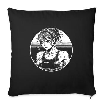 Comic Swimmer Design - Swim Girl Design - Sofa pillowcase 17,3'' x 17,3'' (45 x 45 cm) - black - Front
