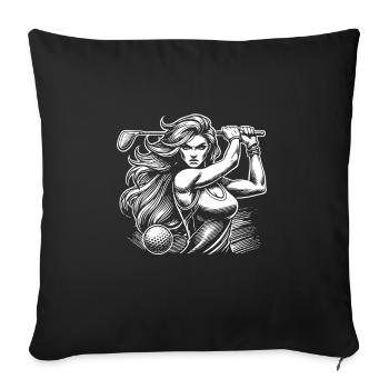 Design de golfeur cool avec une golfeuse attrayante - Housse de coussin décorative 45 x 45 cm - noir - Devant