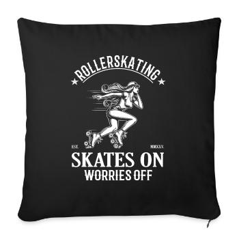 Design cool en patins à roulettes - liberté sur roues - Housse de coussin décorative 45 x 45 cm - noir - Devant