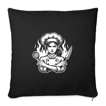 Un design de chef cool pour la femme chef - Housse de coussin décorative 45 x 45 cm - noir - Devant