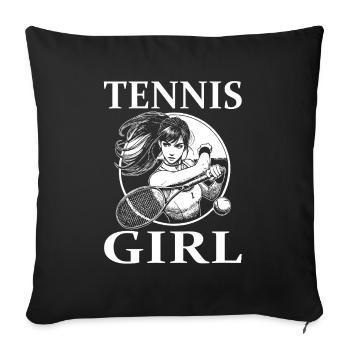 Tennis Girl – Stylisches Design - Sofakissenbezug 45 x 45 cm - Schwarz - Vorne