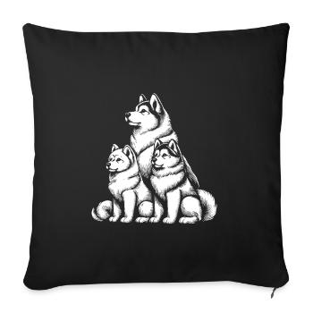 Cute Sled Dog Design – Winter Friends - Sofa pillowcase 17,3'' x 17,3'' (45 x 45 cm) - black - Front