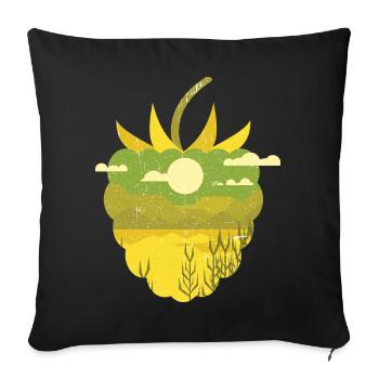 Vintage panoramic raspberry - Sofa pillowcase 17,3'' x 17,3'' (45 x 45 cm) - black - Front
