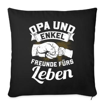 Grandpa and grandchildren - friends for life - Sofa pillowcase 17,3'' x 17,3'' (45 x 45 cm) - black - Front
