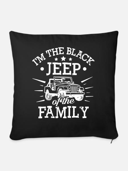 Jeep Noir De La Famille - Pudebetræk 45 x 45 cm - sort