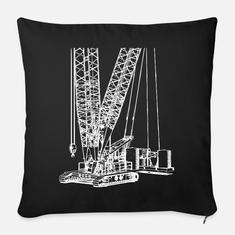 Raupenkran Kran crawler weiß 1600 600 - Sofakissenbezug 45 x 45 cm - Schwarz