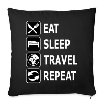 eat, travel, travel - Sofa pillowcase 17,3'' x 17,3'' (45 x 45 cm) - black - Front