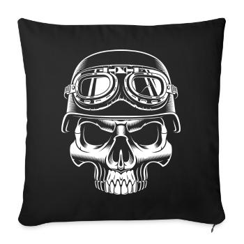 skull biker skull with steel helmet - Sofa pillowcase 17,3'' x 17,3'' (45 x 45 cm) - black - Front