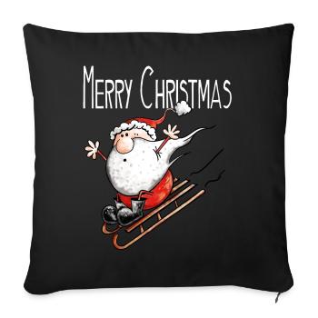 Merry Christmas Père noël - Cadeau - Housse de coussin décorative 45 x 45 cm - noir - Devant