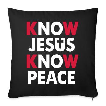 Connaître Jésus - Connaître la paix - Housse de coussin décorative 45 x 45 cm - noir - Devant