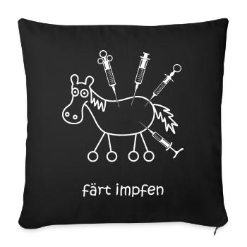 färt, Spritze, Impfung, Impfstoff, Medizin, Pferd - Sofakissenbezug 45 x 45 cm - Schwarz - Vorne