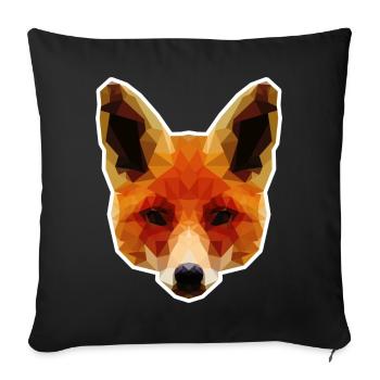 Renard polygonal orange - Housse de coussin décorative 45 x 45 cm - noir - Devant