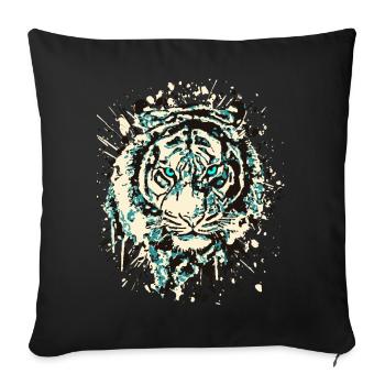 Tiger Cat - Vintage Grunge - Cat's Eye Blue - Sofa pillowcase 17,3'' x 17,3'' (45 x 45 cm) - black - Front