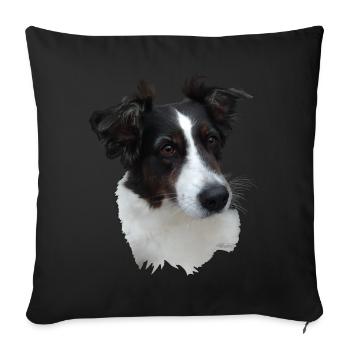 Lumpi,black/white with brown eyes - Sofa pillowcase 17,3'' x 17,3'' (45 x 45 cm) - black - Front