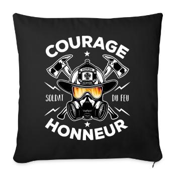 Soldat du feu Courage Honneur Cadeau Pompier - Housse de coussin décorative 45 x 45 cm - noir - Devant