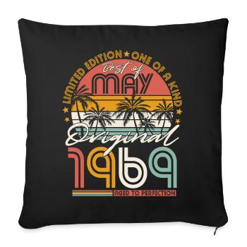 Mai 1969 Vintage Anniversaire Rétro - Housse de coussin décorative 45 x 45 cm - noir - Devant