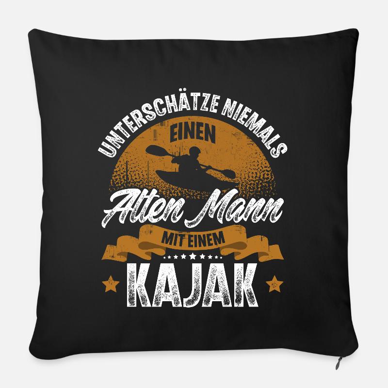 Kajak Kajakfahrer Kajaker - Sofakissenbezug 45 x 45 cm - Schwarz