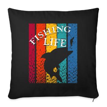 Fishing Angler Fish Fishing Life Hobby Nature - Sofa pillowcase 17,3'' x 17,3'' (45 x 45 cm) - black - Front