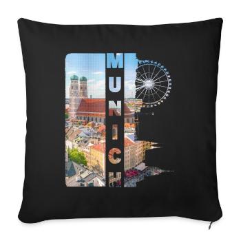 Munich Allemagne Ville Skyline Accueil Amour - Housse de coussin décorative 45 x 45 cm - noir - Devant
