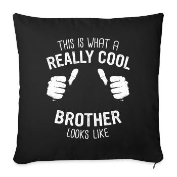 Frère Grand frère Famille - Housse de coussin décorative 45 x 45 cm - noir - Devant