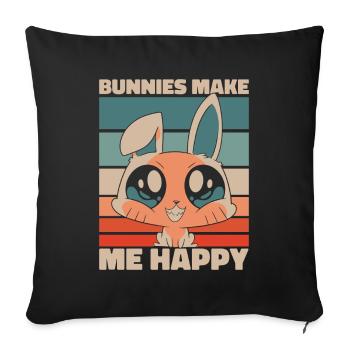 Lapin lapin animal de compagnie lapin - Housse de coussin décorative 45 x 45 cm - noir - Devant