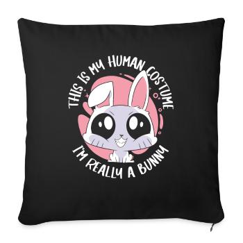 Rabbit Animal Pet Rabbit - Sofa pillowcase 17,3'' x 17,3'' (45 x 45 cm) - black - Front