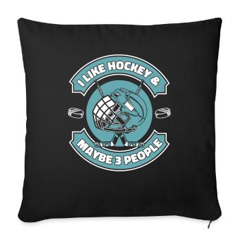 Sports de hockey sur glace - Housse de coussin décorative 45 x 45 cm - noir - Devant