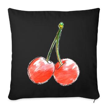 Two Sweet Cherries Sketch - Sofa pillowcase 17,3'' x 17,3'' (45 x 45 cm) - black - Front