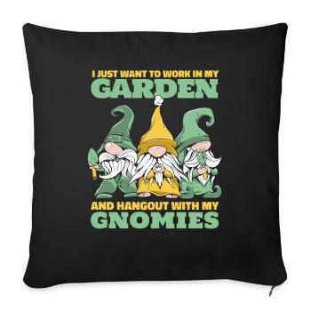 Figurine de jardinier nain de jardin - Housse de coussin décorative 45 x 45 cm - noir - Devant