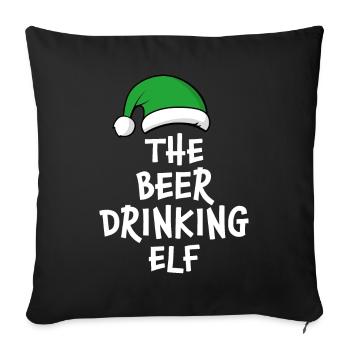 Der Bier trinkende Elf - Sofakissenbezug 45 x 45 cm - Schwarz - Vorne