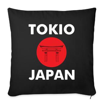 Japan torii silhouette on red sun - Sofa pillowcase 17,3'' x 17,3'' (45 x 45 cm) - black - Front