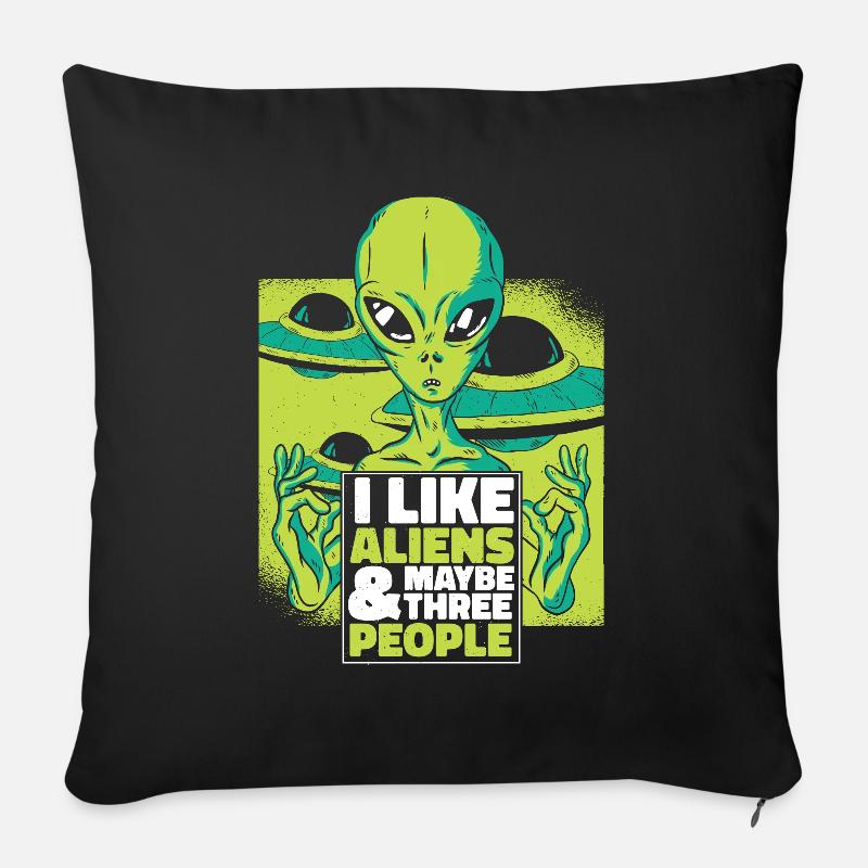 Alien UFO Aliens Außerirdischer - Sofakissenbezug 45 x 45 cm - Schwarz